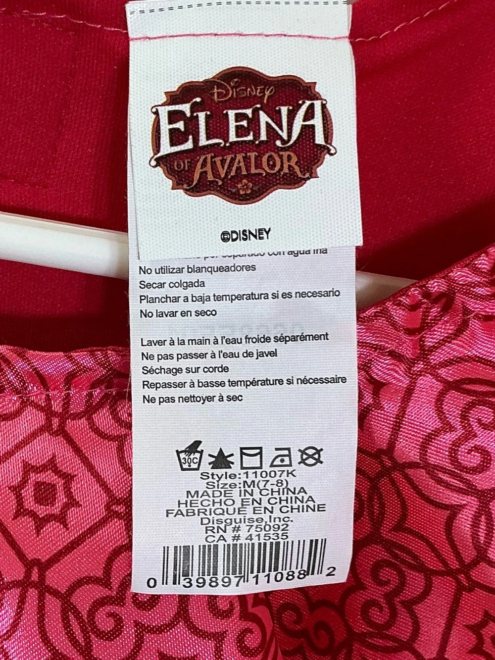 Disney Elena Of Avalor Gown Costume Red Pink Dress Girls 7-8 Medium